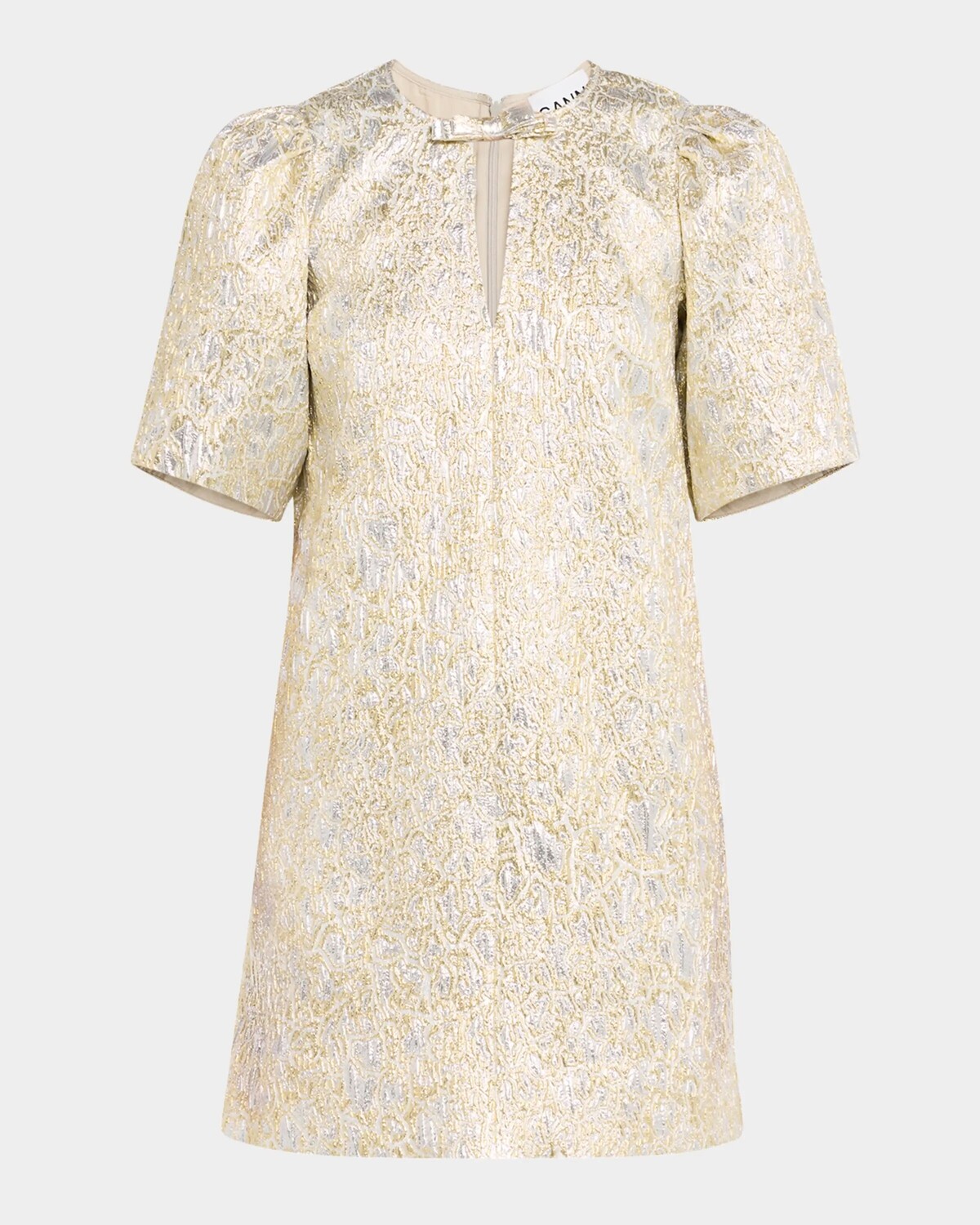 Мини-платье с короткими рукавами и металлизированным эффектом Cloque Ganni, цвет Goldsilver
Мини-платье с короткими рукавами и металлизированным эффектом Cloque Ganni, цвет Goldsilver