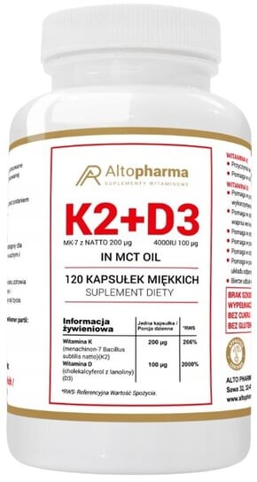 AltoPharma, Витамин K2 MK-7 200 мкг + D3 4000 МЕ в масле MCT, 120 мягких капсул Inna
AltoPharma, Витамин K2 MK-7 200 мкг + D3 4000 МЕ в масле MCT, 120 мягких капсул Inna