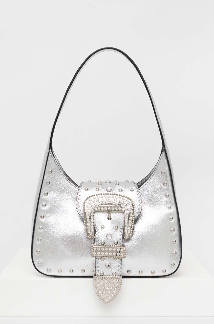 Кожаная сумочка Moschino Jeans, серебряный
Кожаная сумочка Moschino Jeans, серебряный