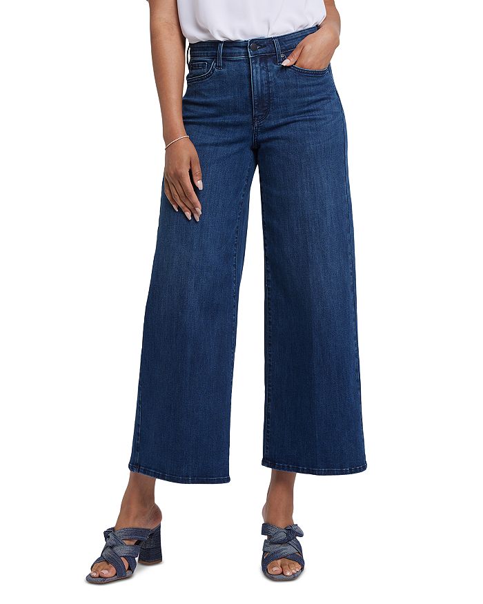 Брюки Brodi High Rise Wide Leg с завышенной талией и расклешёнными штанинами до щиколотки, цвет Ibiza Blue NYDJ, синий 
Брюки Brodi High Rise Wide Leg с завышенной талией и расклешёнными штанинами до щиколотки, цвет Ibiza Blue NYDJ, синий