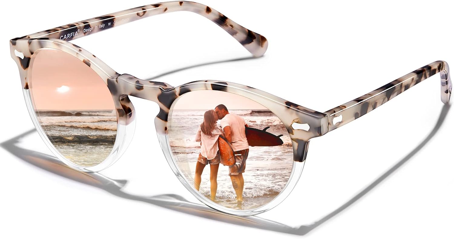 Солнцезащитные очки CARFIA Retro с поляризацией для женщин, защита от УФ-излучения, ацетатный материал, классический винтажный стиль, круглые линзы, 2-pink Tortoise Frame Pink Mirror
Солнцезащитные очки CARFIA Retro с поляризацией для женщин, защита от УФ-излучения, ацетатный материал, классический винтажный стиль, круглые линзы, 2-pink Tortoise Frame Pink Mirror
