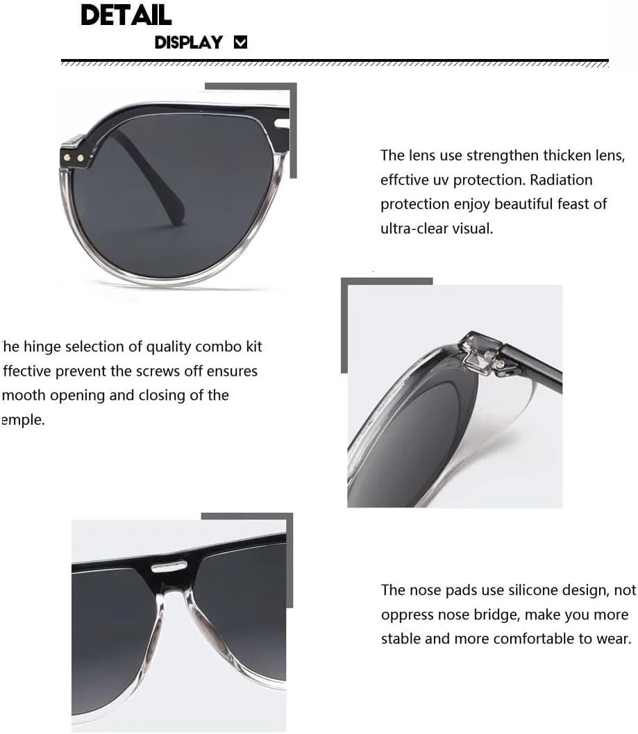 Ретро-очки-авиаторы в модном стиле для женщин и мужчин, с большой оправой и боковыми щитками, солнцезащитные очки BS1600 BAODAREN, Transparent Blue/Blue Lens
Ретро-очки-авиаторы в модном стиле для женщин и мужчин, с большой оправой и боковыми щитками, солнцезащитные очки BS1600 BAODAREN, Transparent Blue/Blue Lens