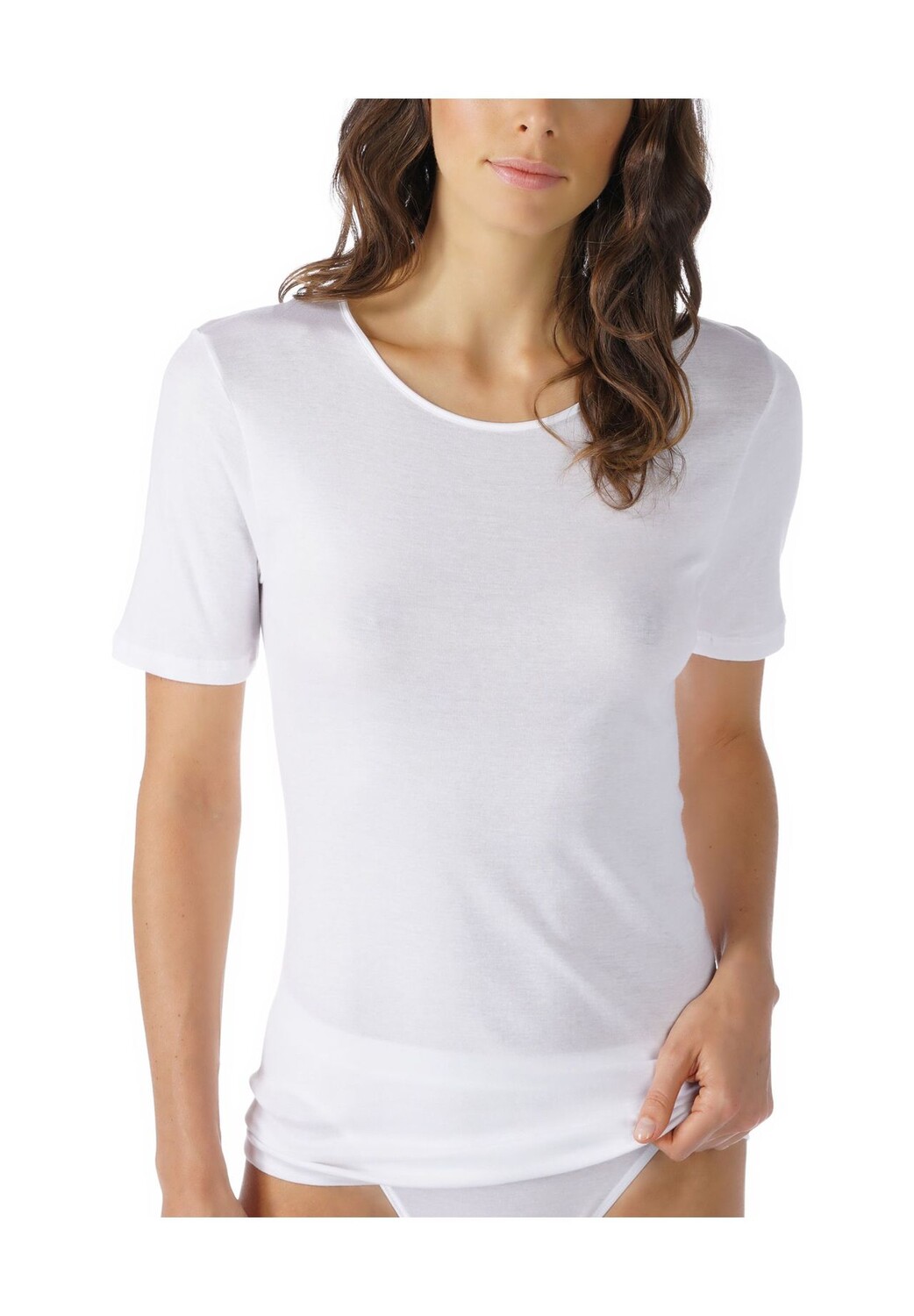 Футболка непрозрачная, однотонная, женская mey
Футболка непрозрачная, однотонная, женская mey