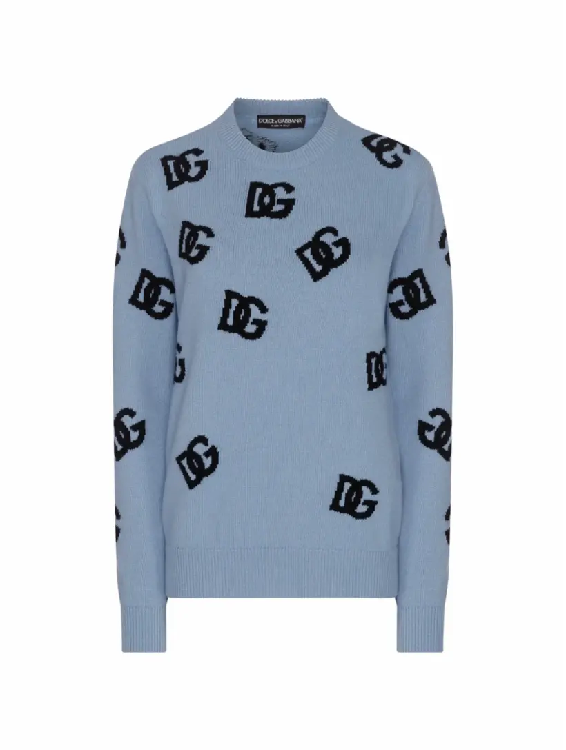 Шерстяной джемпер с монограммой Dolce&Gabbana, синий
Шерстяной джемпер с монограммой Dolce&Gabbana, синий