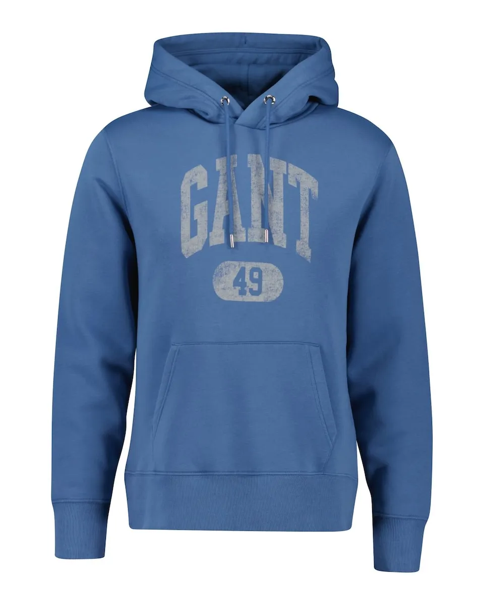 Мужская толстовка с капюшоном, регулирующаяся шнурком, с передним карманом Gant, синий 
Мужская толстовка с капюшоном, регулирующаяся шнурком, с передним карманом Gant, синий
