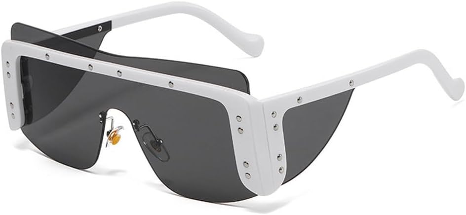 Женские солнцезащитные очки без оправы, уникальные солнцезащитные очки с металлическими заклепками для женщин, модные мужские очки без оправы, женские очки с защитой от УФ-излучения UV400 TKKTLLT, White-black
Женские солнцезащитные очки без оправы, уникальные солнцезащитные очки с металлическими заклепками для женщин, модные мужские очки без оправы, женские очки с защитой от УФ-излучения UV400 TKKTLLT, White-black