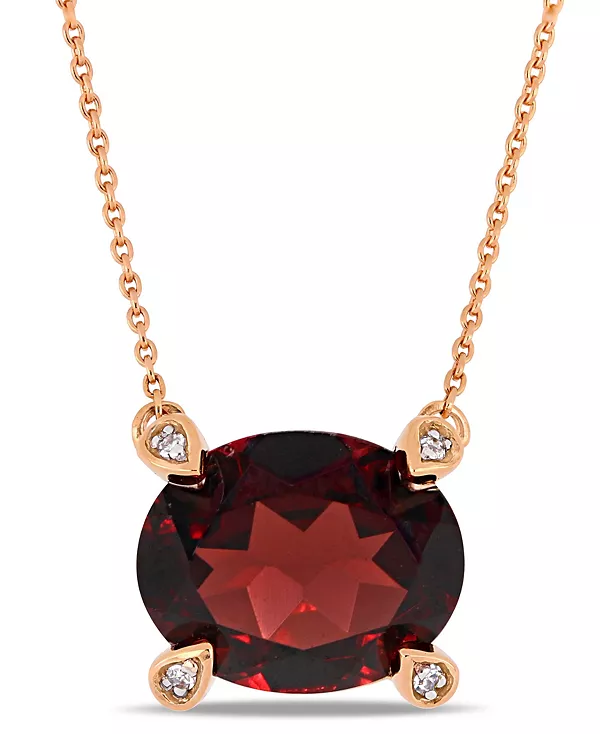 17-Дюймовое ожерелье из 10-каратного розового золота с гранатом (3 карата) и бриллиантами Macy'S, garnet