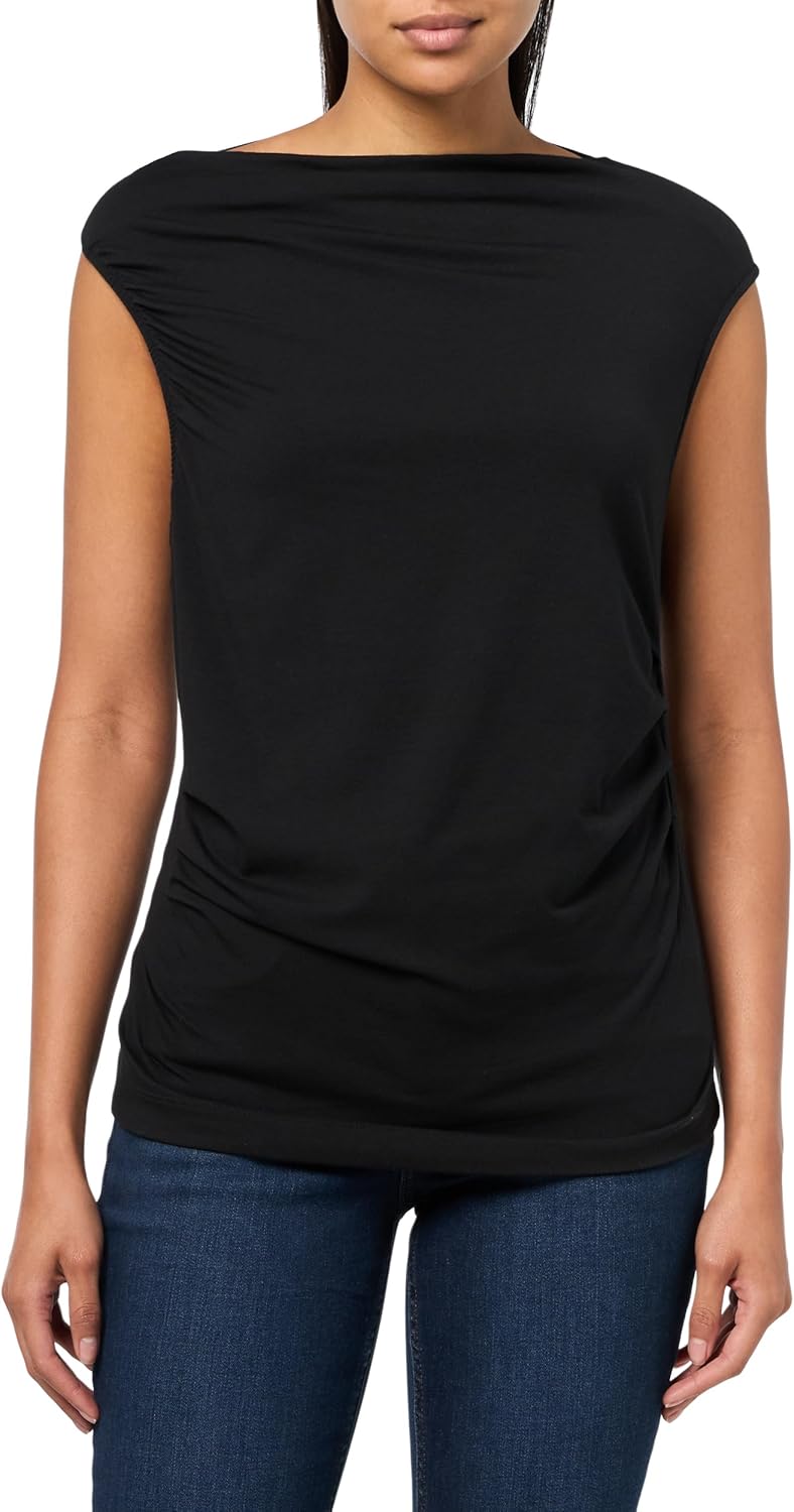 BOSS Women's Enima асимметричный джерси топ, Soft Black
BOSS Women's Enima асимметричный джерси топ, Soft Black