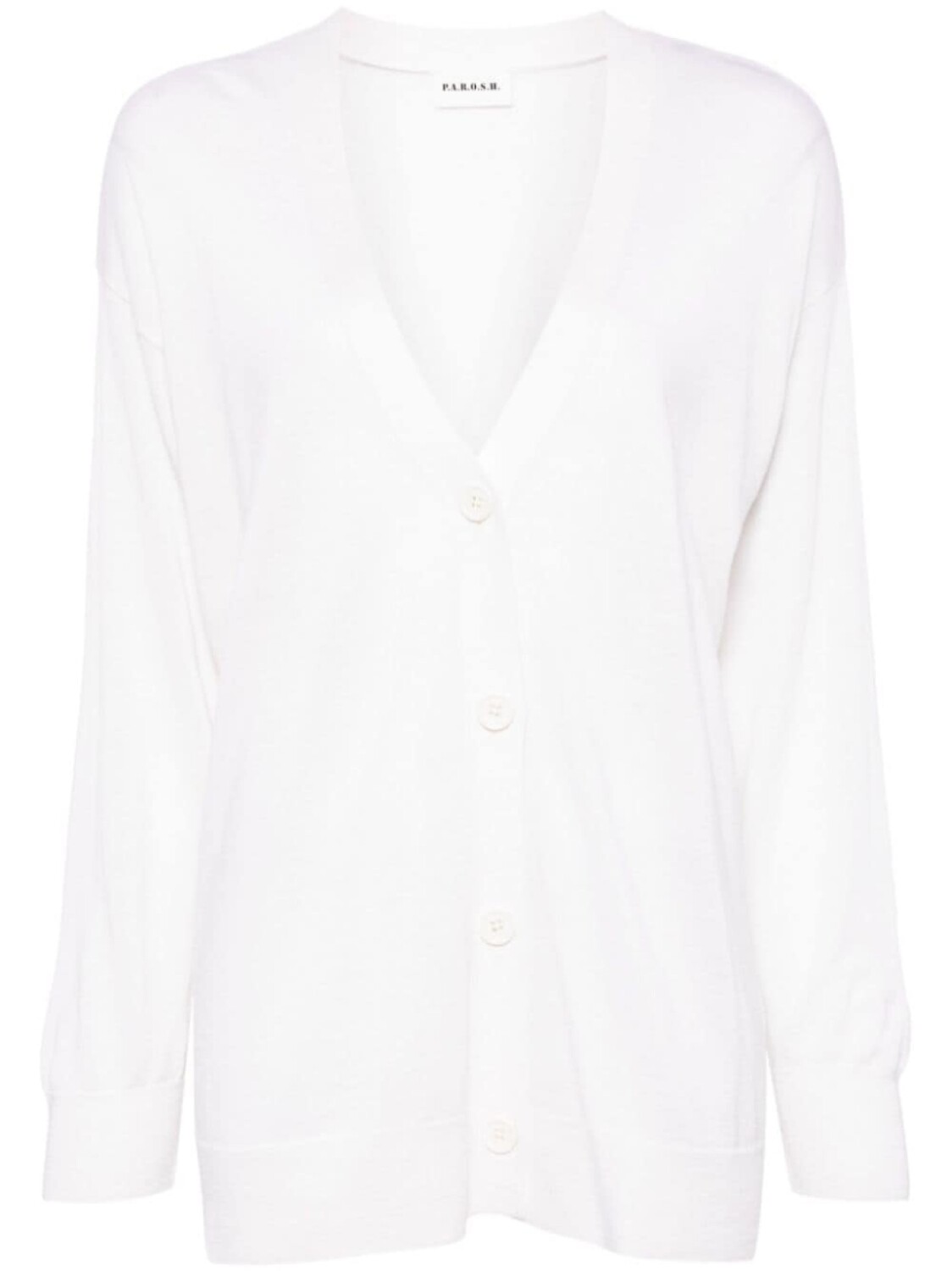 P.A.R.O.S.H. кардиган с V-образным вырезом и отделкой в рубчик, белый 
P.A.R.O.S.H. кардиган с V-образным вырезом и отделкой в рубчик, белый