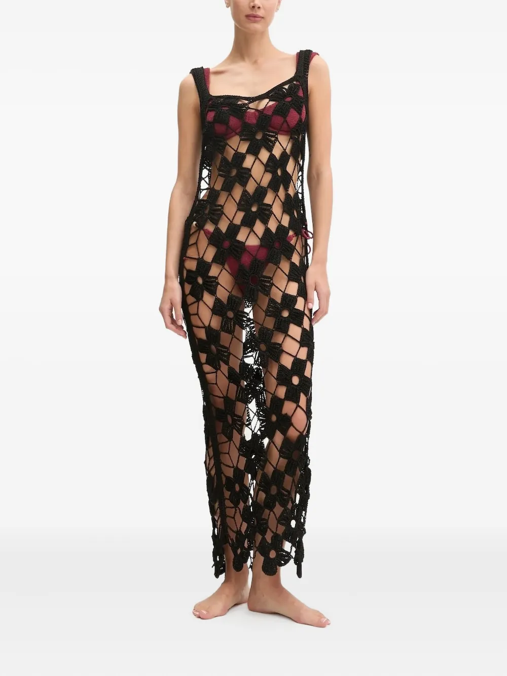 Пляжное платье макси от Мишель, связанное крючком PARAMIDONNA, черный