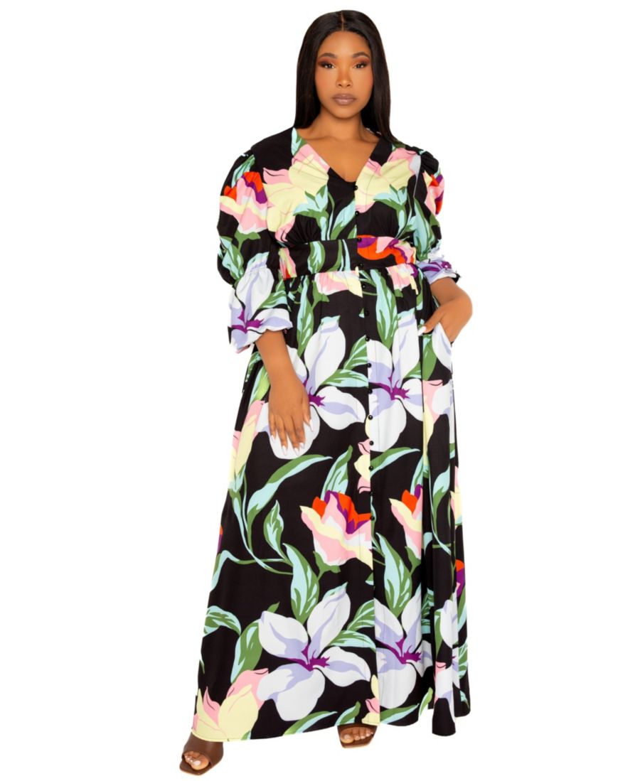 Платье-макси большого размера с цветочным принтом и пышными рукавами Buxom Couture, Black multi
Платье-макси большого размера с цветочным принтом и пышными рукавами Buxom Couture, Black multi