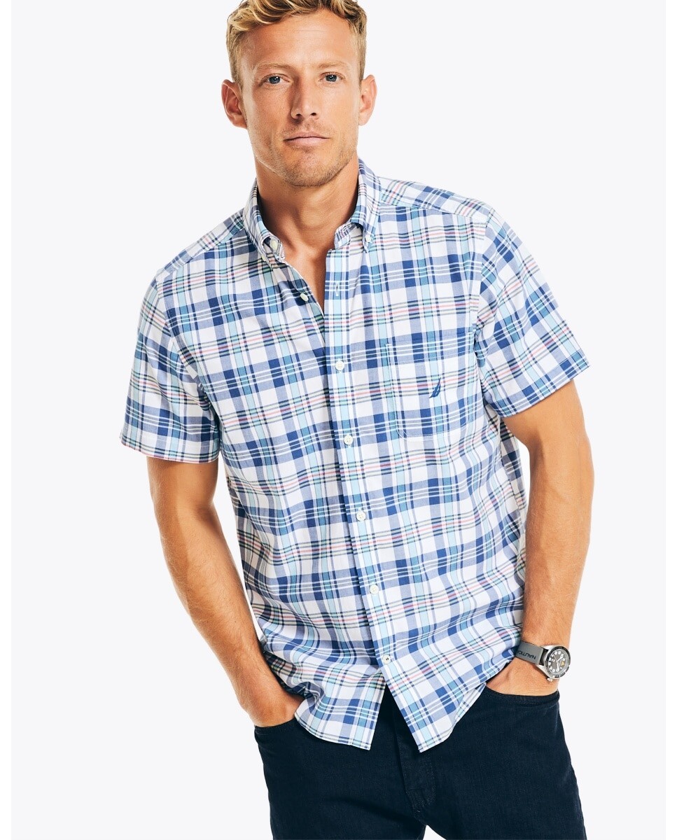 Мужская рубашка классического кроя в разноцветную клетку Nautica, мультиколор 
Мужская рубашка классического кроя в разноцветную клетку Nautica, мультиколор