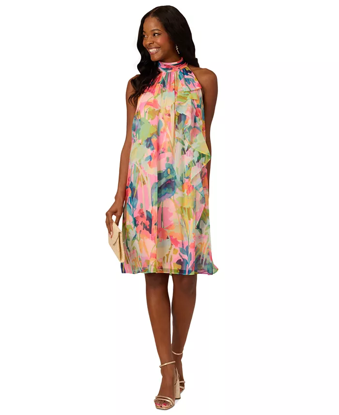 Женское платье-трапеция из шифона с принтом и оборками Adrianna Papell, розовый
Женское платье-трапеция из шифона с принтом и оборками Adrianna Papell, розовый