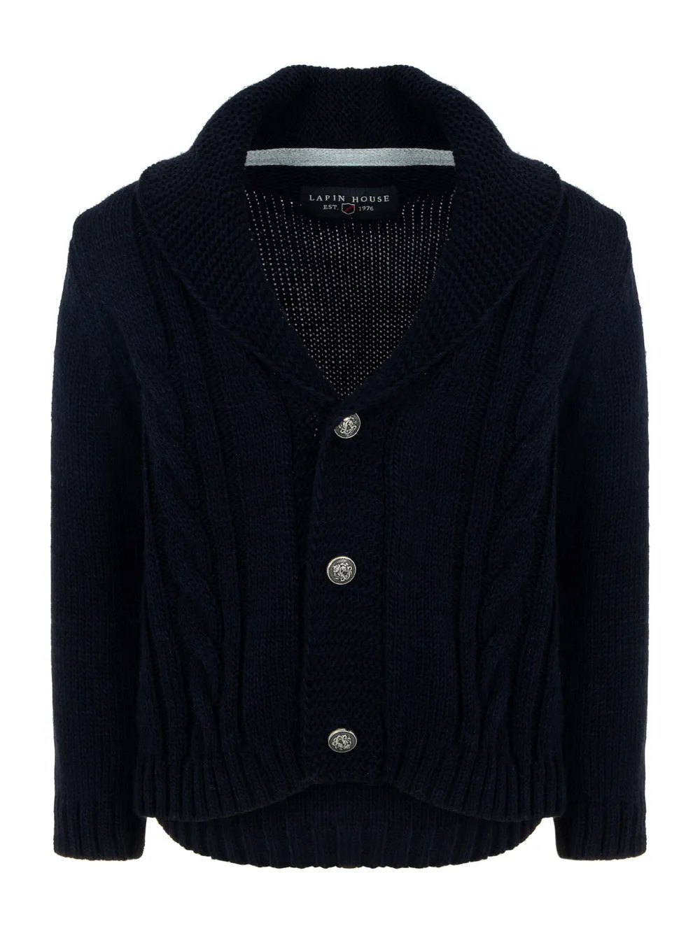 Кардиган с лацканами-шалькой Lapin House, синий 
Кардиган с лацканами-шалькой Lapin House, синий