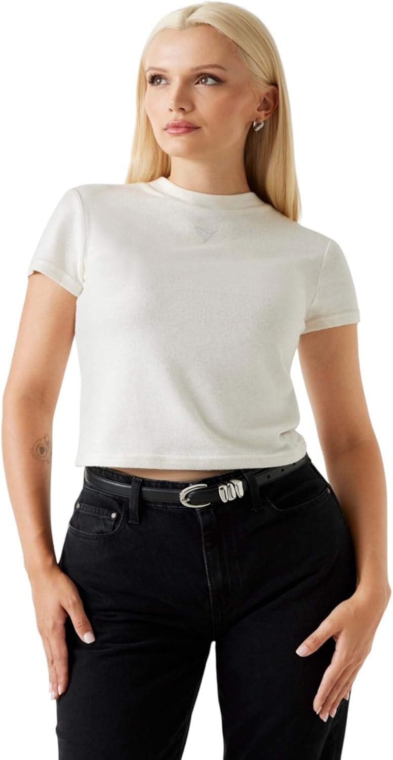 Женский топ Guess Eco с коротким рукавом и воротником-стойкой Licia, Cream White
Женский топ Guess Eco с коротким рукавом и воротником-стойкой Licia, Cream White