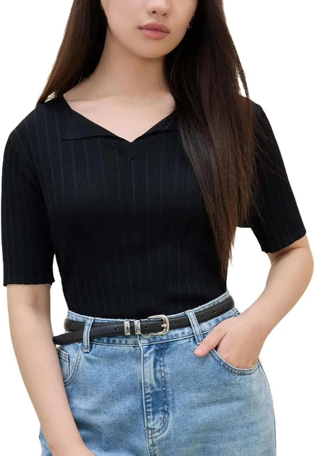 Плюс сайз женский топ с V-образным вырезом и коротким рукавом
Плюс сайз женский топ с V-образным вырезом и коротким рукавом