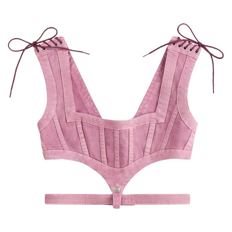 Топ Jean Paul Gaultier x X KNWLS Washed Laced Sleeveless Crop Top Lilac, фиолетовый 
Топ Jean Paul Gaultier x X KNWLS Washed Laced Sleeveless Crop Top Lilac, фиолетовый