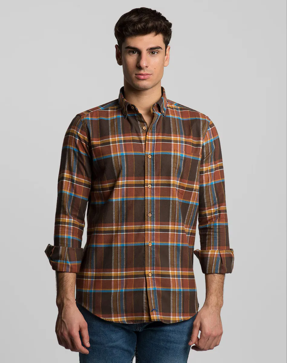 Приталенная мужская коричневая рубашка в клетку Skydiver, коричневый
Приталенная мужская коричневая рубашка в клетку Skydiver, коричневый