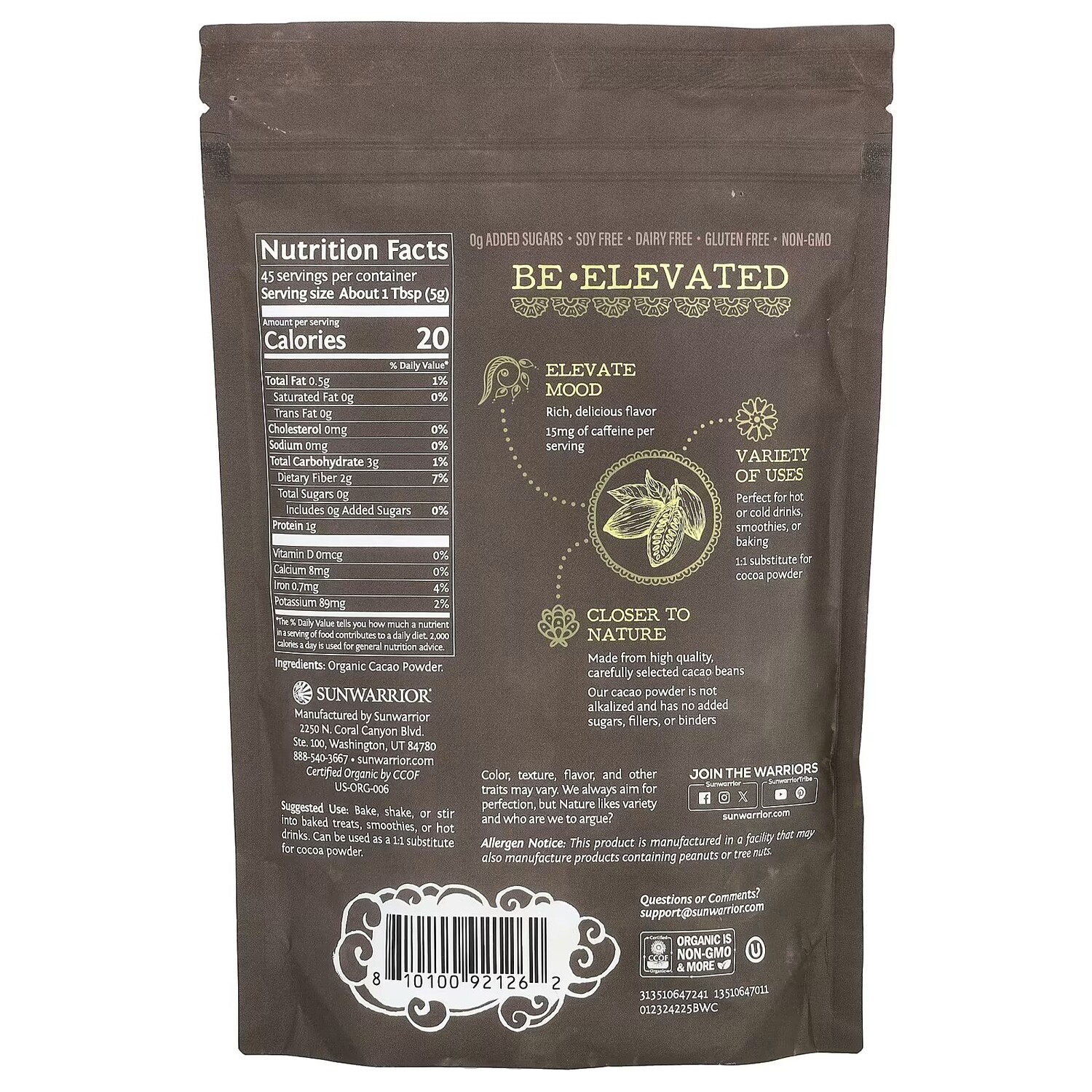 Be Well, Органическое какао, 7,9 унции (225 г) Sunwarrior
Be Well, Органическое какао, 7,9 унции (225 г) Sunwarrior