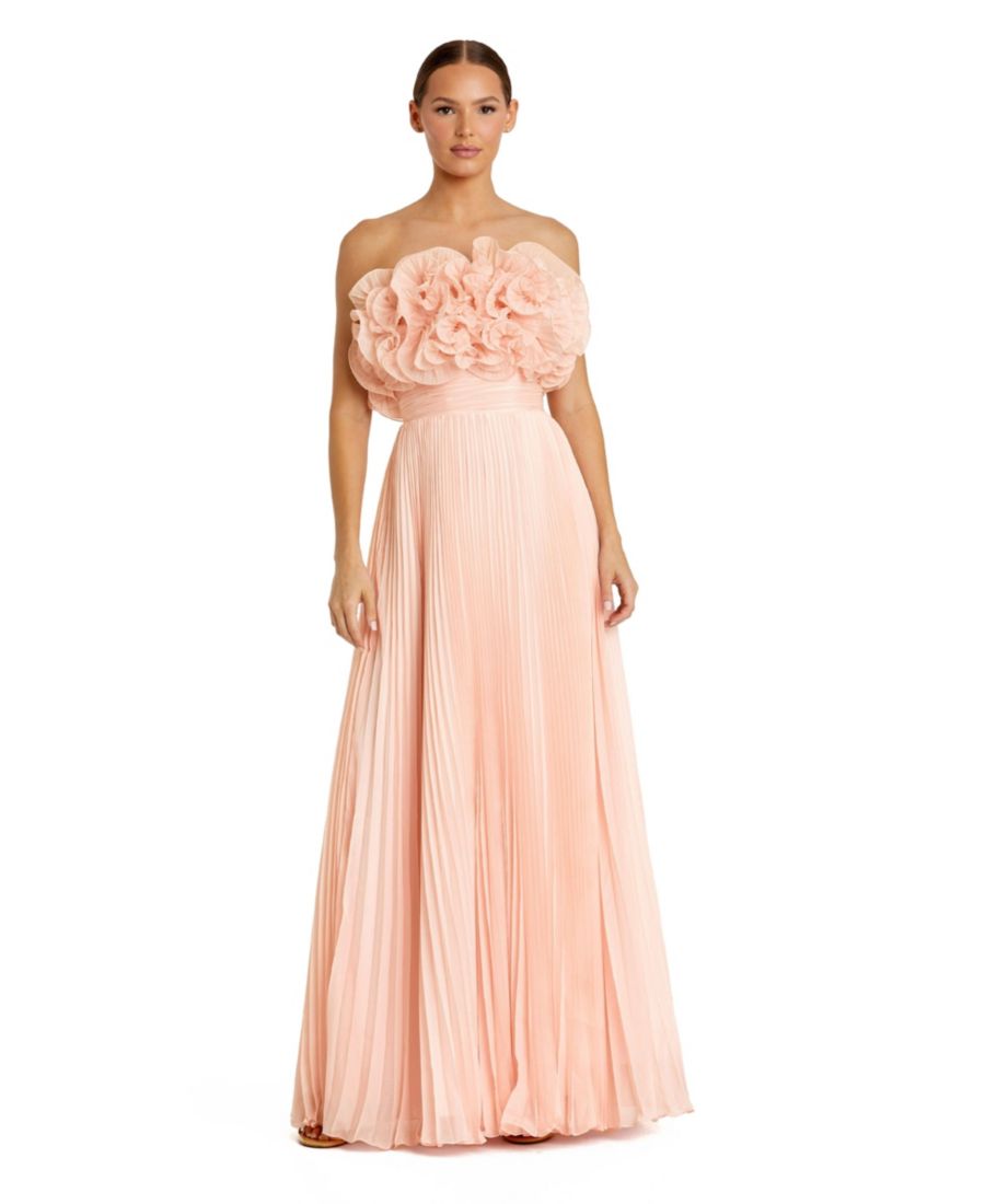 Женское плиссированное шифоновое платье без бретелей с оборками Mac Duggal, Blush
Женское плиссированное шифоновое платье без бретелей с оборками Mac Duggal, Blush