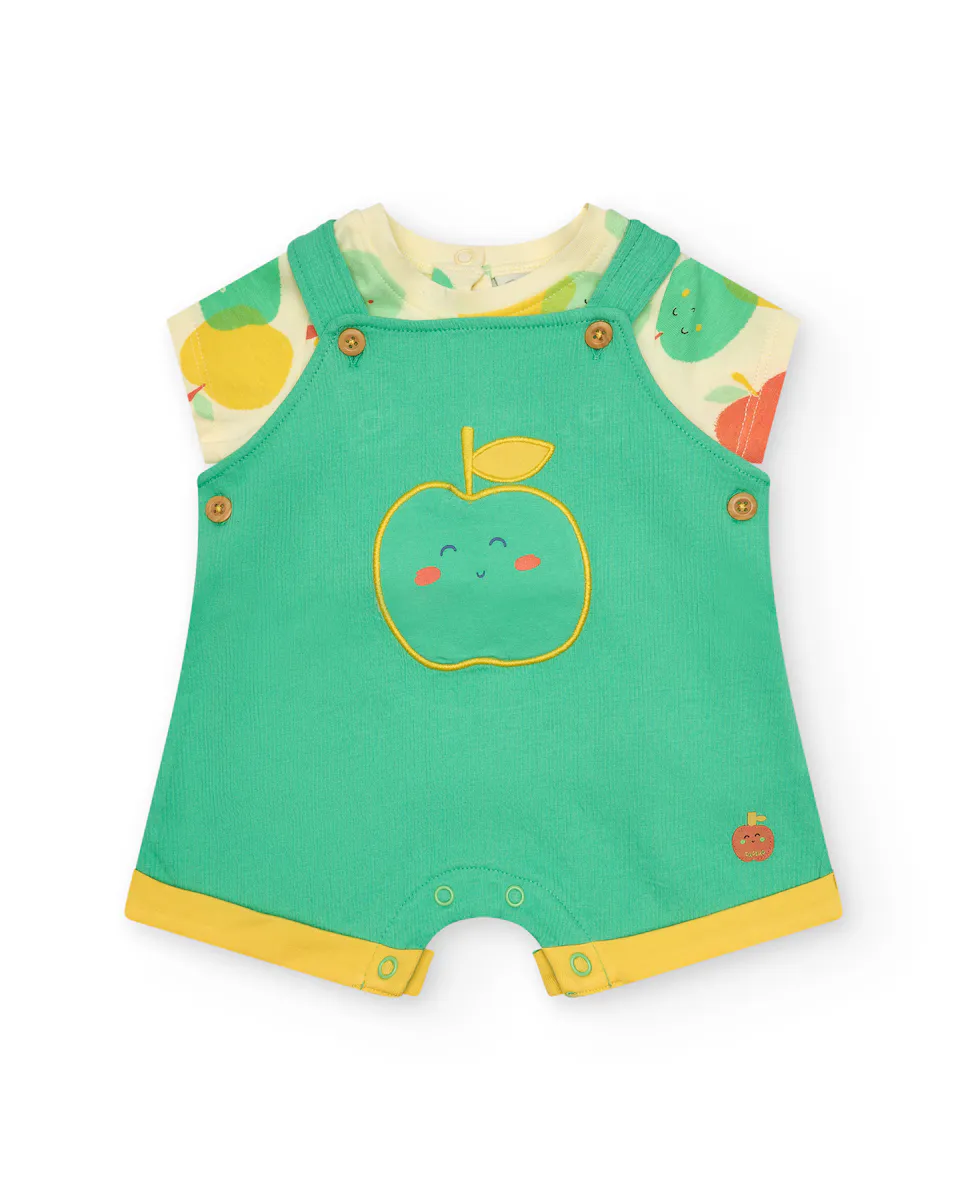 Детский комплект для мальчика: футболка с принтом и комбинезон с вышивкой яблока Tuc tuc, зеленый
Детский комплект для мальчика: футболка с принтом и комбинезон с вышивкой яблока Tuc tuc, зеленый