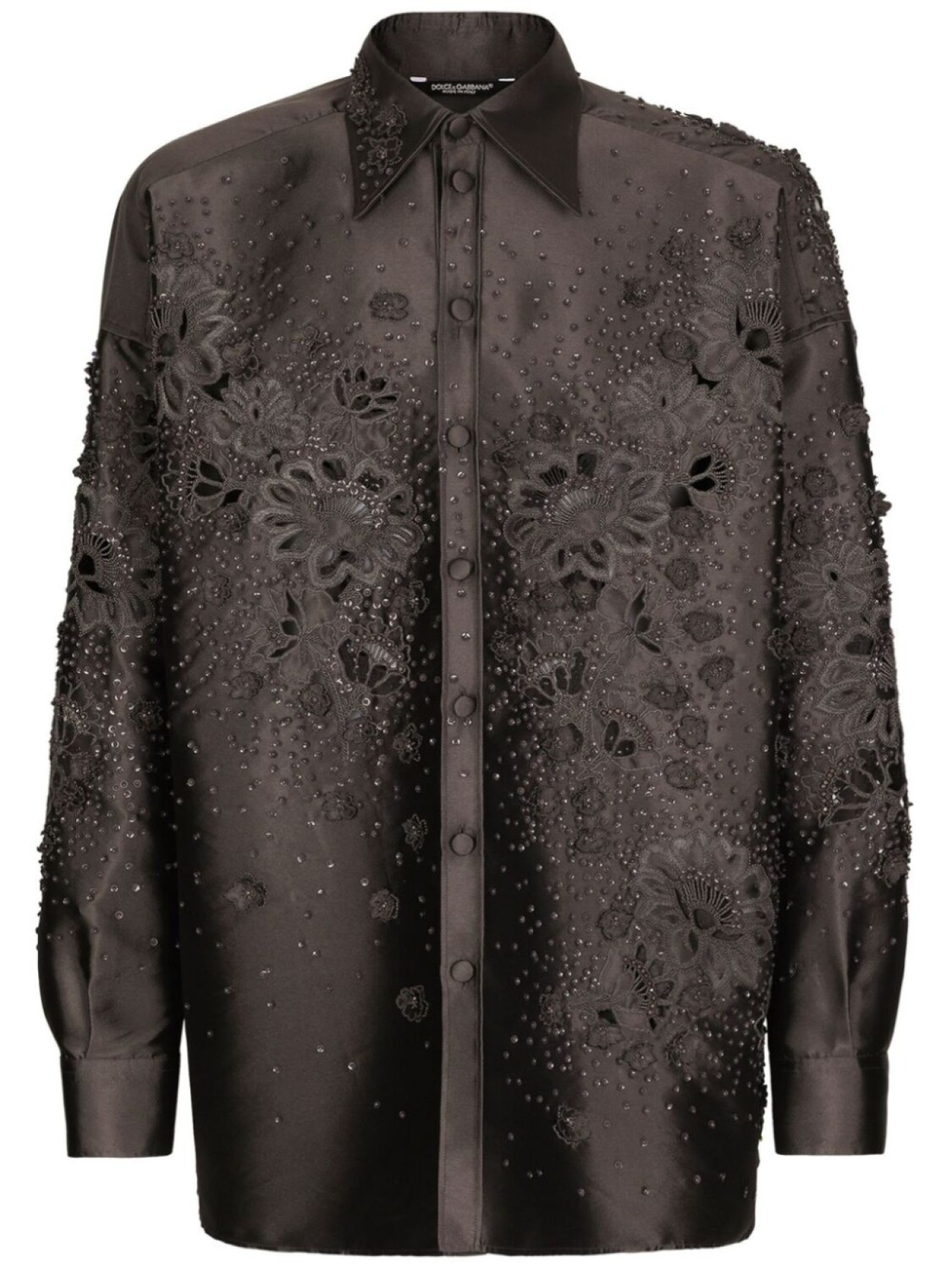 Шелковая рубашка с цветочной вышивкой Dolce & Gabbana, черный
Шелковая рубашка с цветочной вышивкой Dolce & Gabbana, черный