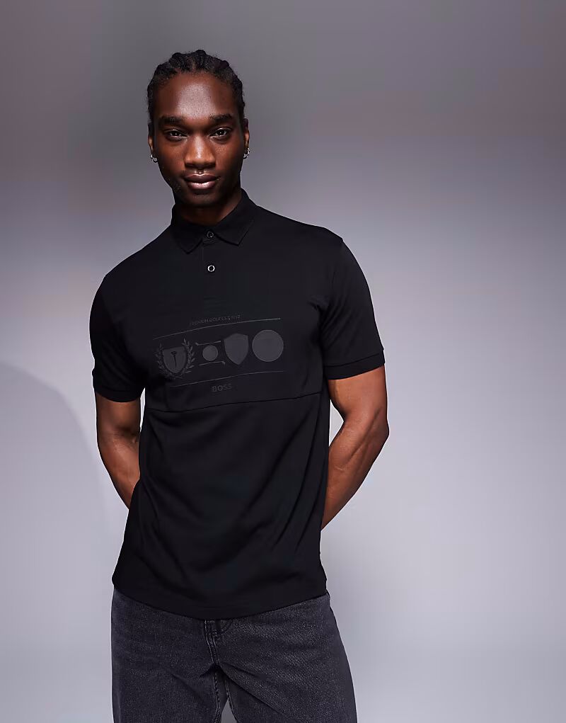 Тяжелая рубашка-поло свободного кроя с логотипом гольфа BOSS Green Percy Heritage черного цвета
Тяжелая рубашка-поло свободного кроя с логотипом гольфа BOSS Green Percy Heritage черного цвета