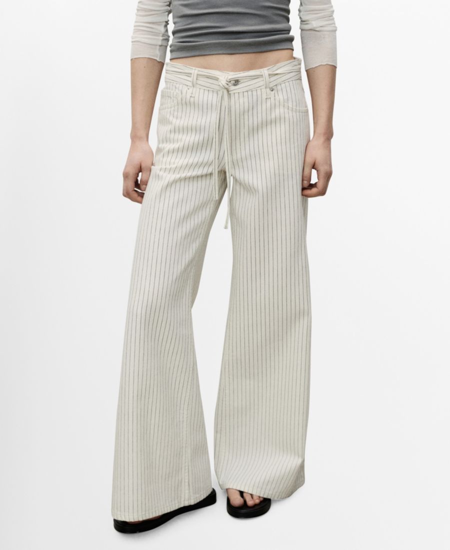 Женские джинсы в полоску с поясом и широкими штанинами MANGO, Off White
Женские джинсы в полоску с поясом и широкими штанинами MANGO, Off White