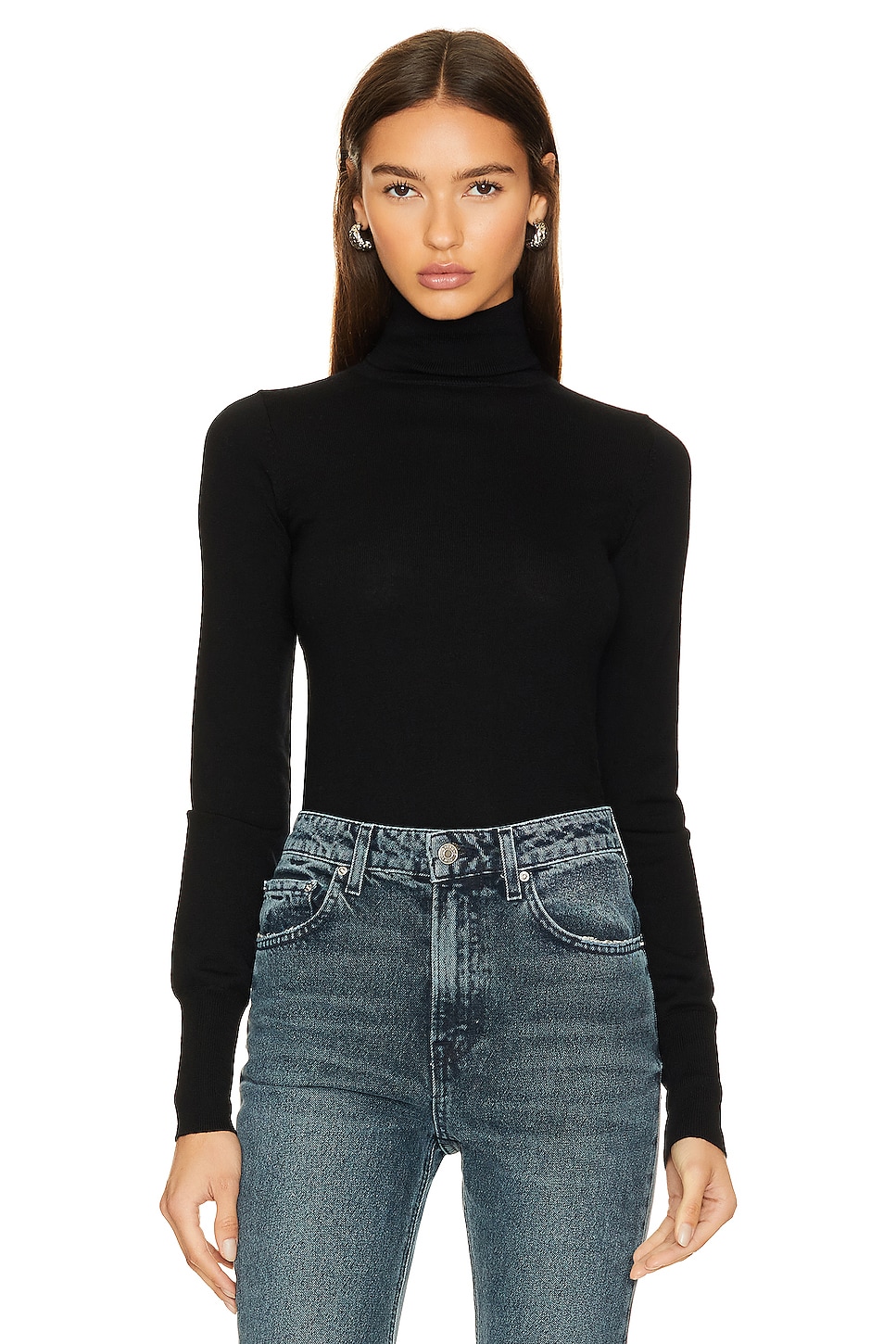 Свитер с высоким воротом из мериносовой шерсти Grlfrnd, черный
Свитер с высоким воротом из мериносовой шерсти Grlfrnd, черный