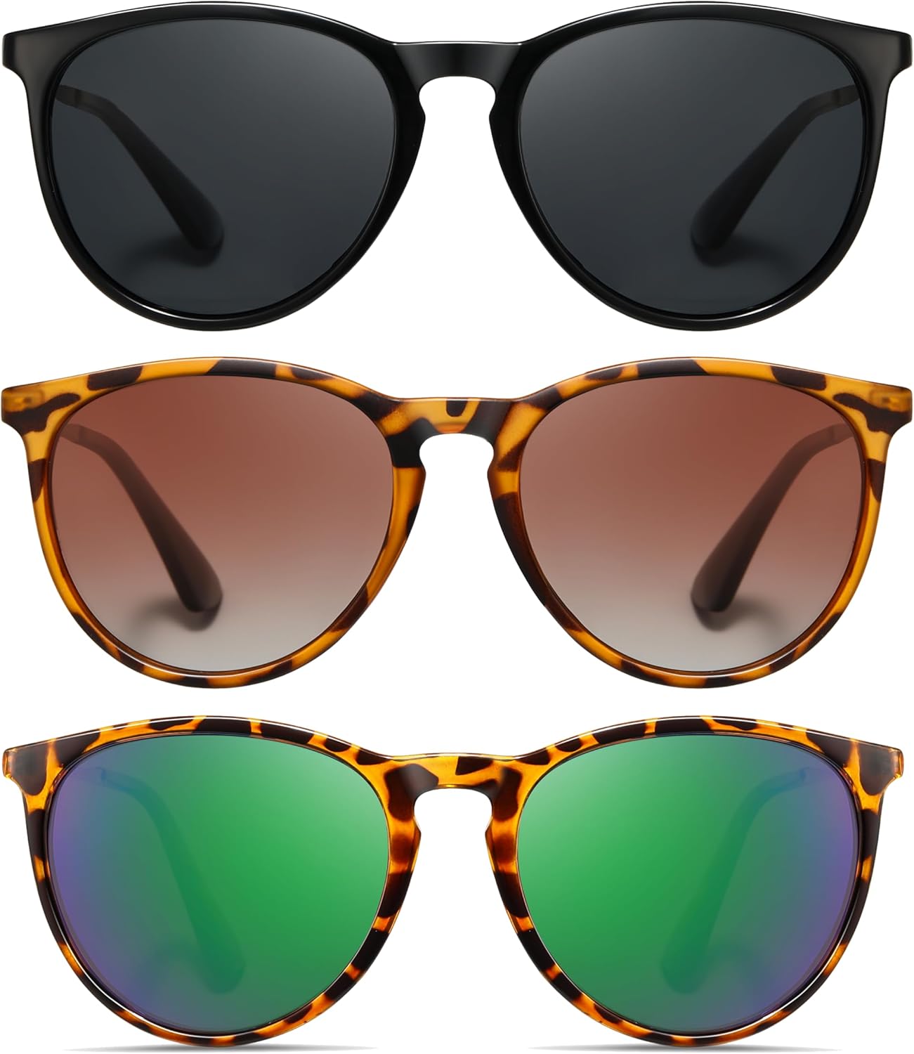 Поляризованные солнцезащитные очки MASDUN для женщин, круглый классический дизайн, линзы с защитой от УФ-излучения, стильные солнцезащитные очки (3 шт.), Black+brown+green
Поляризованные солнцезащитные очки MASDUN для женщин, круглый классический дизайн, линзы с защитой от УФ-излучения, стильные солнцезащитные очки (3 шт.), Black+brown+green
