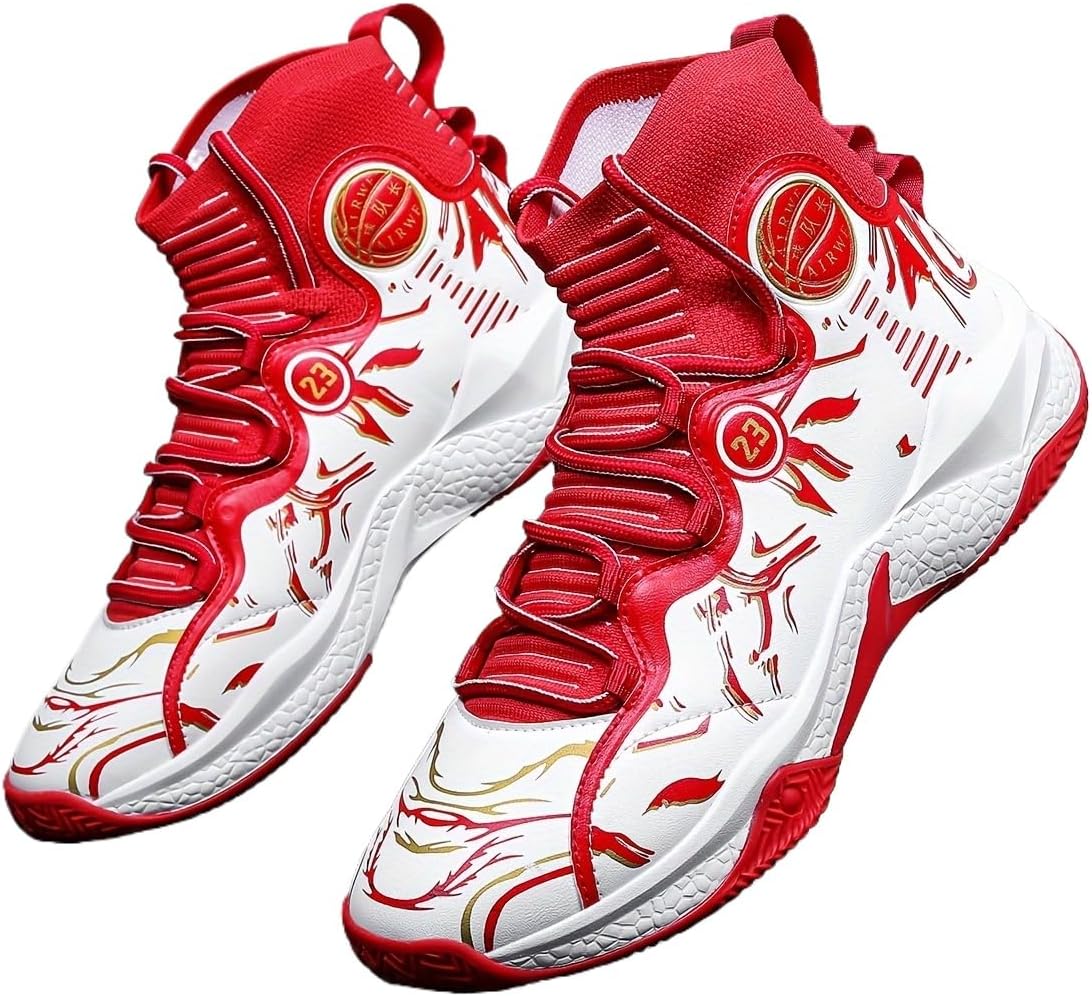 Мужские высокие баскетбольные кроссовки - дышащие, с противоскользящей резиновой подошвой с амортизацией, прочные и стильные для бега и повседневной носки Hhhchpm, белый/красный
Мужские высокие баскетбольные кроссовки - дышащие, с противоскользящей резиновой подошвой с амортизацией, прочные и стильные для бега и повседневной носки Hhhchpm, белый/красный