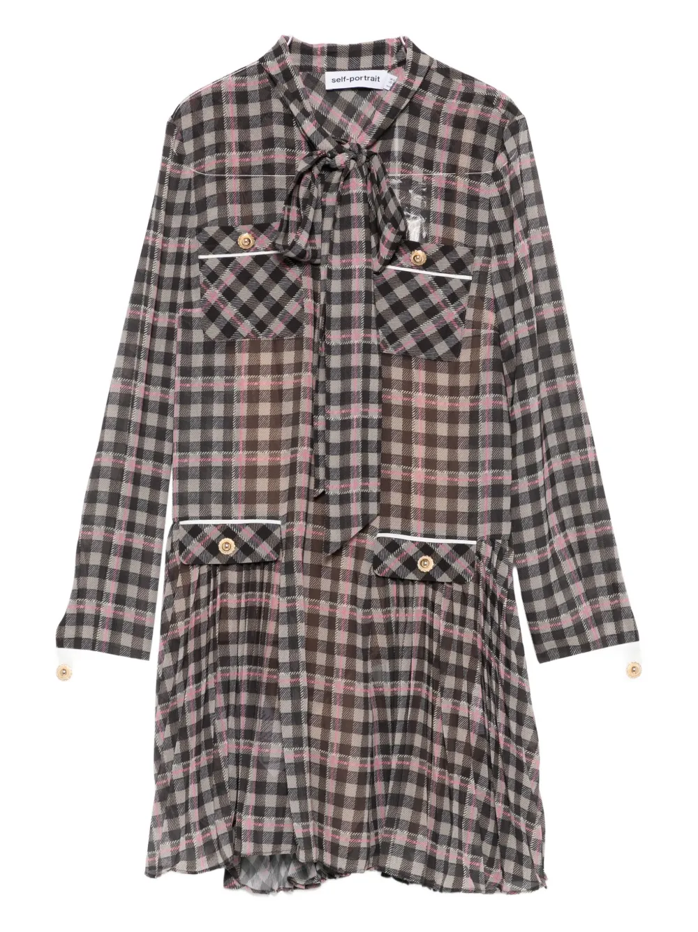 Платье в клетку с плиссе Self-Portrait, коричневый
Платье в клетку с плиссе Self-Portrait, коричневый