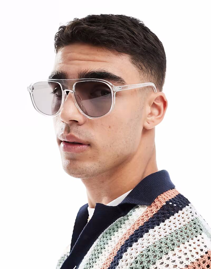Солнцезащитные очки-авиаторы ASOS DESIGN Festival с прозрачной оправой и тонированными линзами
Солнцезащитные очки-авиаторы ASOS DESIGN Festival с прозрачной оправой и тонированными линзами