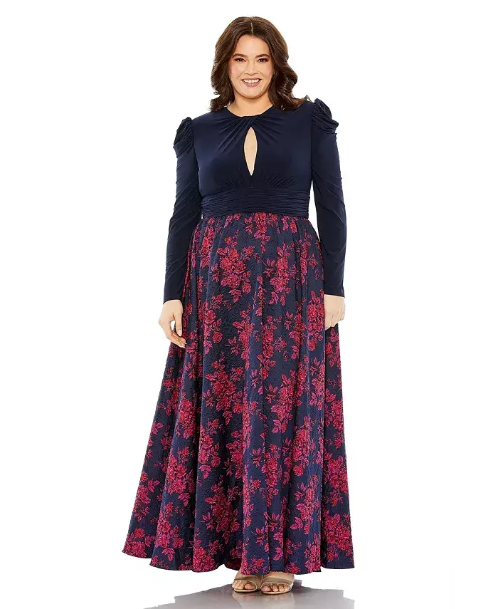 Платье больших размеров с длинными рукавами, вырезом-замочной скважиной и цветочным принтом Mac Duggal, синий
Платье больших размеров с длинными рукавами, вырезом-замочной скважиной и цветочным принтом Mac Duggal, синий