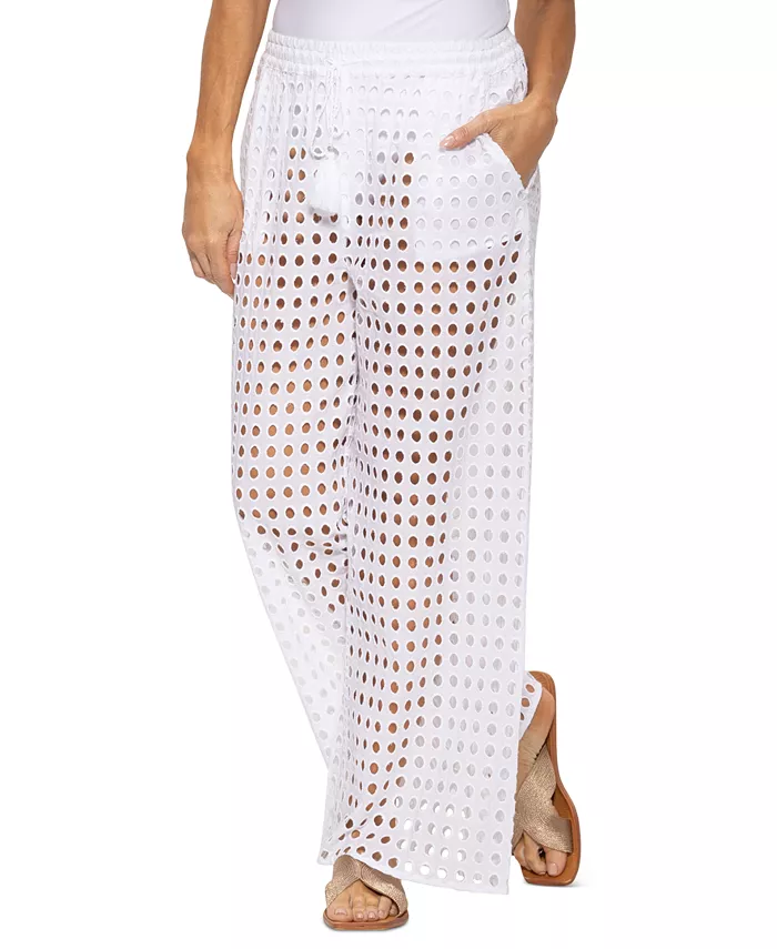 Женские хлопковые ажурные брюки с точками и завязкой на талии Dotti, белый
Женские хлопковые ажурные брюки с точками и завязкой на талии Dotti, белый