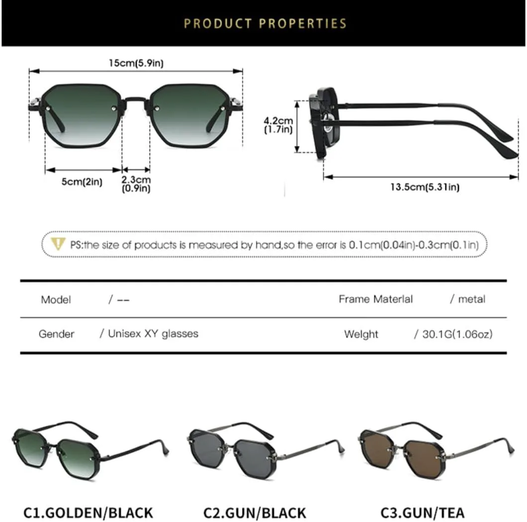Модные квадратные солнцезащитные очки для мужчин в стиле панк, защита от УФ-излучения UV400, ретро-металлические, трендовые, градиентные, женские TVTBBVV, Gun Tea
Модные квадратные солнцезащитные очки для мужчин в стиле панк, защита от УФ-излучения UV400, ретро-металлические, трендовые, градиентные, женские TVTBBVV, Gun Tea