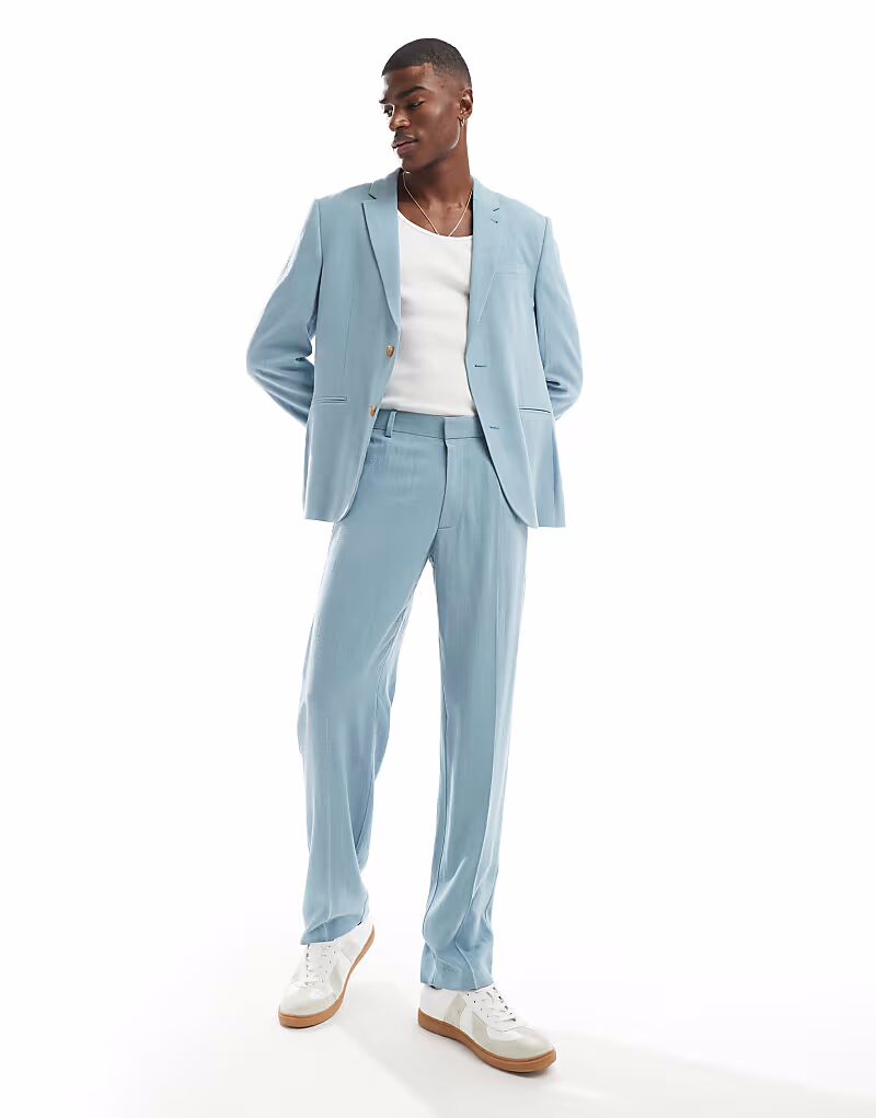 Летние брюки прямого кроя ASOS DESIGN светло-голубого цвета 
Летние брюки прямого кроя ASOS DESIGN светло-голубого цвета