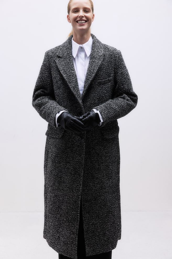 Однобортное пальто H&M, черный
Однобортное пальто H&M, черный