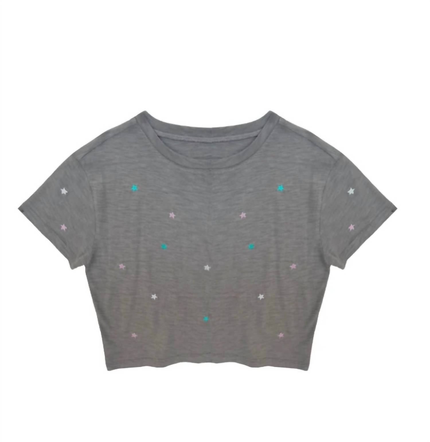 Футболка-кроп с вышитыми звездами для девочек Fearless в сером цвете KatieJnyc, серый
Футболка-кроп с вышитыми звездами для девочек Fearless в сером цвете KatieJnyc, серый