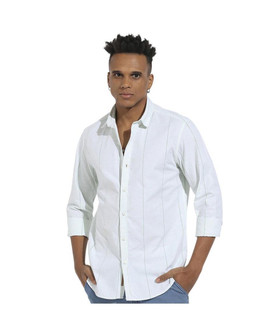 Мужская белая меланжевая рубашка в тонкую полоску Campus Sutra, White
Мужская белая меланжевая рубашка в тонкую полоску Campus Sutra, White