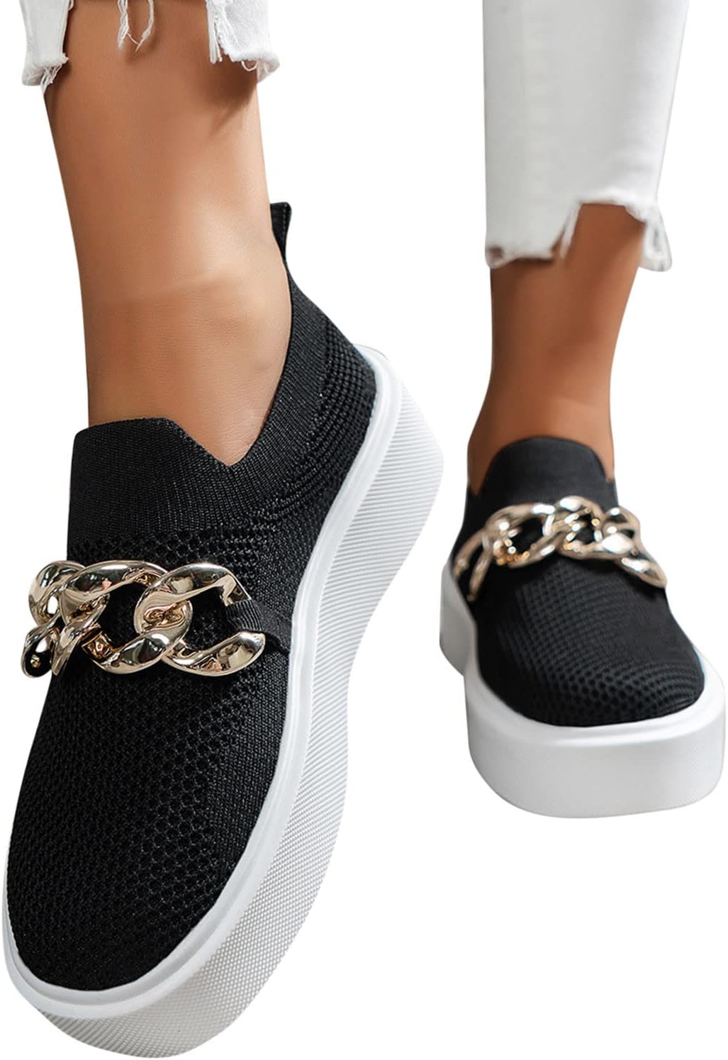 Женские модные кроссовки Hbeylia, повседневные, дышащие, с сеткой, металлической цепочкой, с круглыми носками, на массивной подошве, высокие каблуки, низкие кеды из холста, без застежки, прогулочные кроссовки, лоферы, черный
Женские модные кроссовки Hbeylia, повседневные, дышащие, с сеткой, металлической цепочкой, с круглыми носками, на массивной подошве, высокие каблуки, низкие кеды из холста, без застежки, прогулочные кроссовки, лоферы, черный