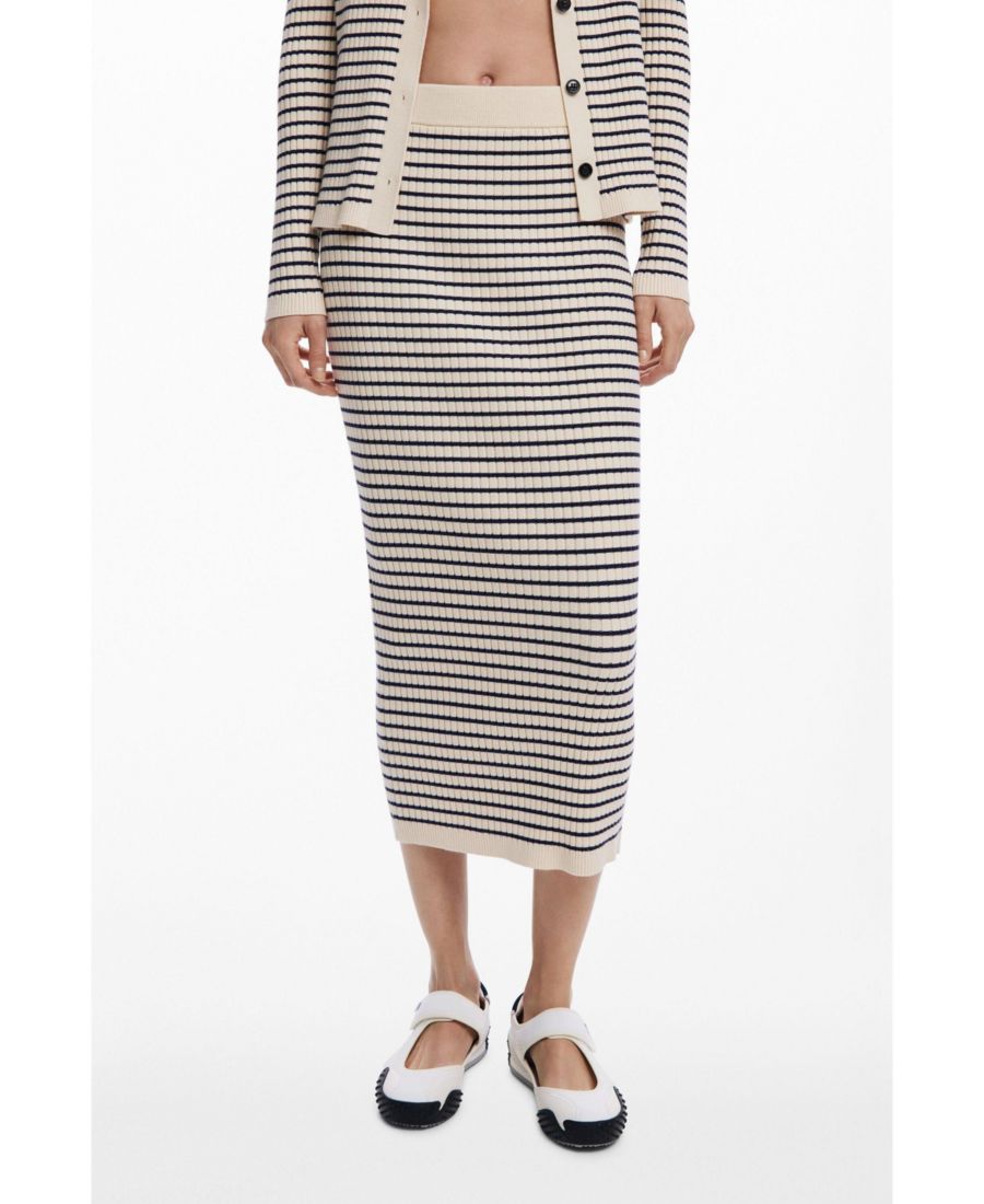 Женская полосатая вязаная юбка миди Desigual, Off white
Женская полосатая вязаная юбка миди Desigual, Off white
