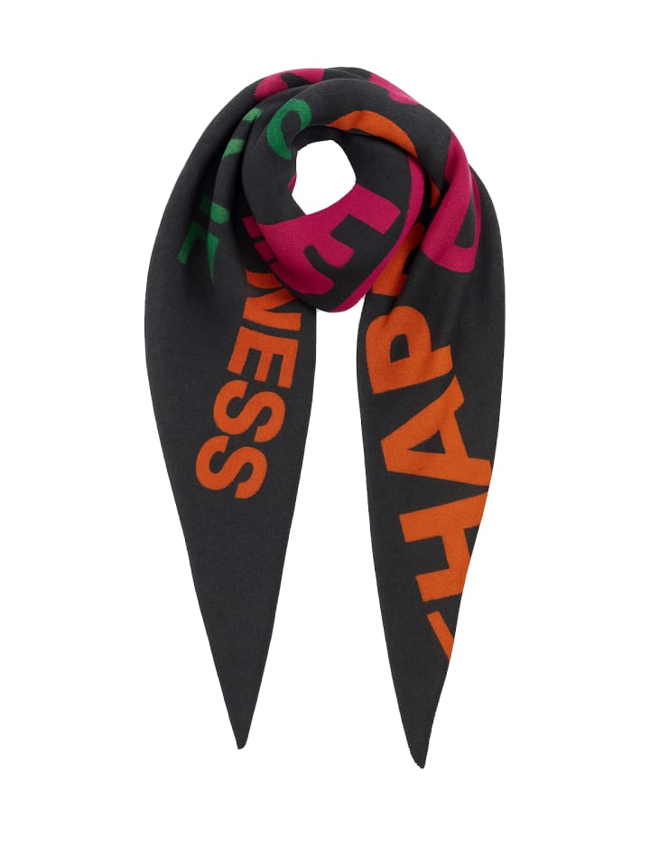 Шарф с красочными современными надписями черного цвета. Faera
Шарф с красочными современными надписями черного цвета. Faera