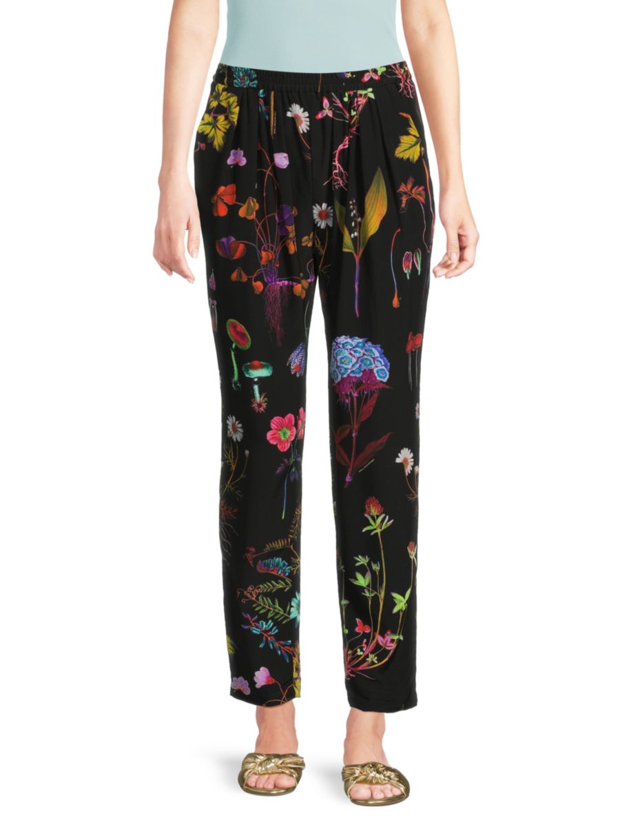 Зауженные брюки из шелка с цветочным принтом Stella McCartney, черный
Зауженные брюки из шелка с цветочным принтом Stella McCartney, черный