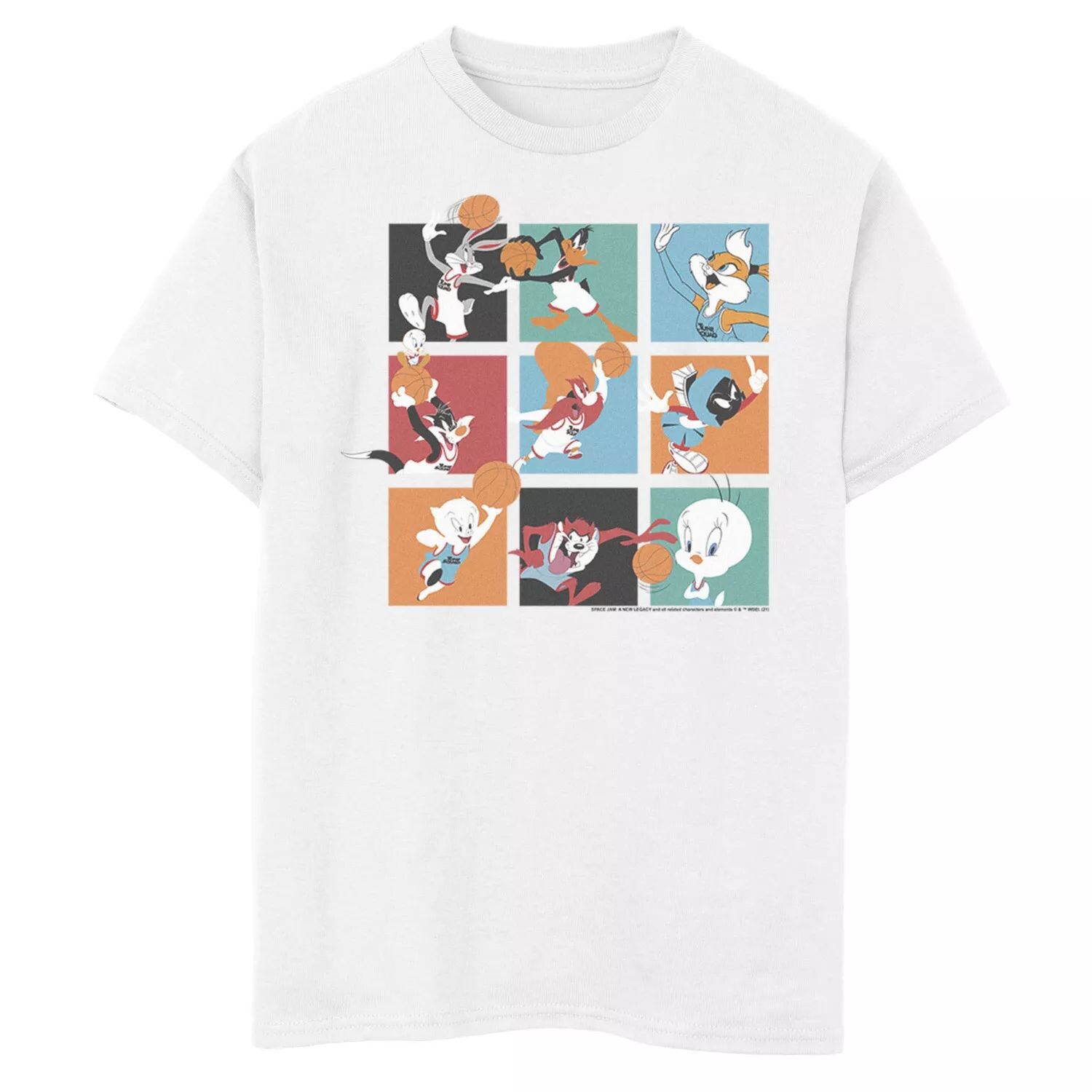 Футболка с графическим рисунком «Space Jam 2 Tune Squad» для мальчиков 8–20 лет с портретными панелями Licensed Character
