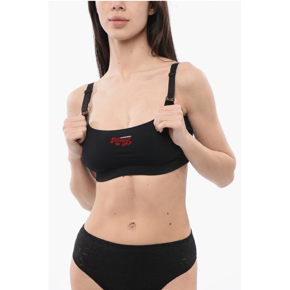 Спортивный бюстгальтер с флокированным логотипом Dsquared2, Black
Спортивный бюстгальтер с флокированным логотипом Dsquared2, Black