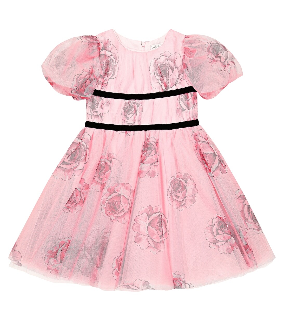 Платье из тюля с цветочным принтом Monnalisa, розовый