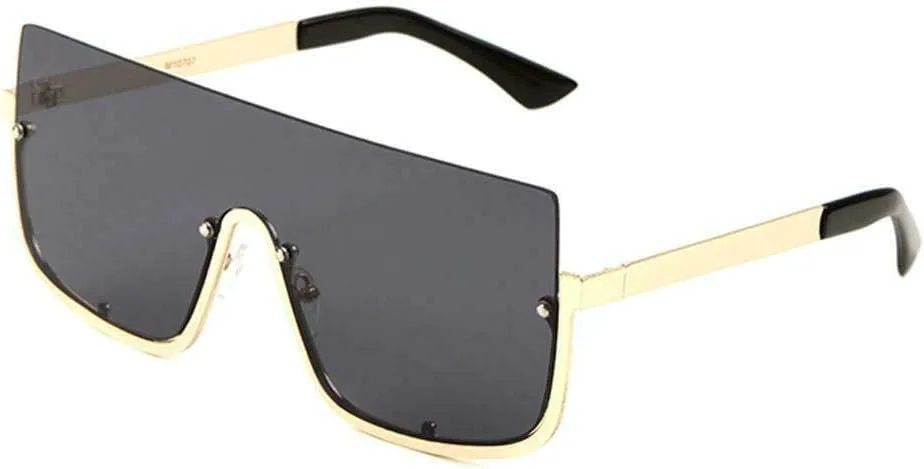 Солнцезащитные очки класса люкс с плоской верхней частью, квадратной оправой, полуободковым дизайном, цельной линзой Dweebzilla, Gold Metallic & Black Frame
Солнцезащитные очки класса люкс с плоской верхней частью, квадратной оправой, полуободковым дизайном, цельной линзой Dweebzilla, Gold Metallic & Black Frame