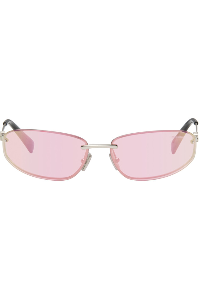 Miu Miu Eyewear Розовые металлические овальные солнцезащитные очки без оправы
Miu Miu Eyewear Розовые металлические овальные солнцезащитные очки без оправы