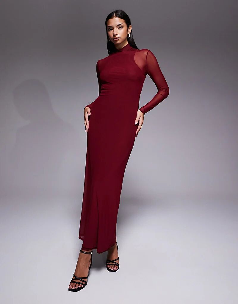 Платье макси с высоким воротом, двухслойное, ASOS DESIGN, бордового цвета
Платье макси с высоким воротом, двухслойное, ASOS DESIGN, бордового цвета